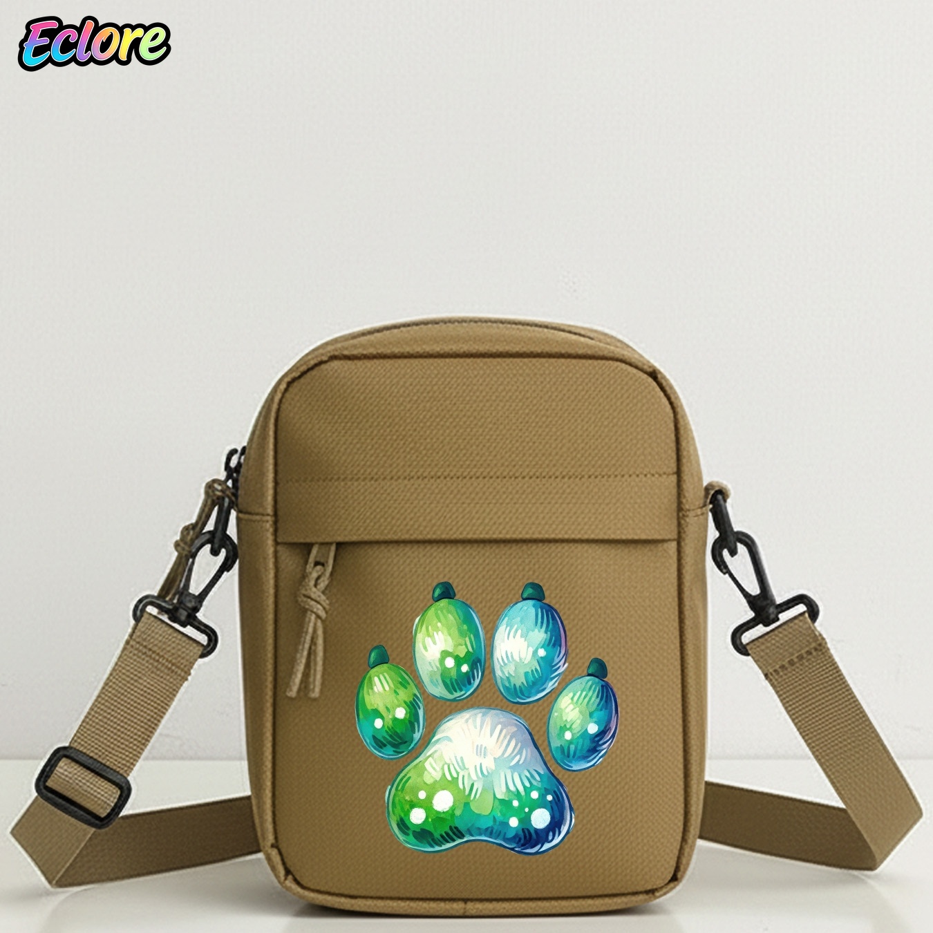 Cycling Commuter Bag - Aquarel schoudertas met dierenpootafdruk en afneembare