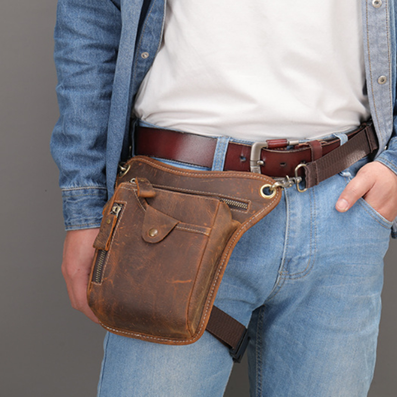 Cycling Commuter Bag - Vintage Pu Lederen Heuptas Drop Beenzak